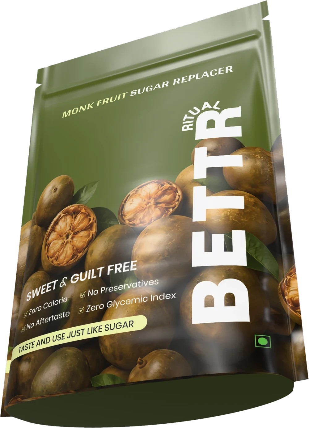 The Bettr Ritual monk fruit sweetener pouch
